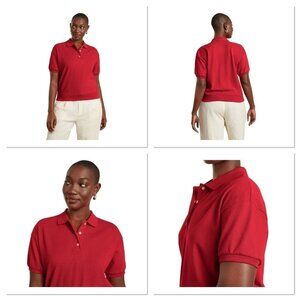 NWT EVERLANE The Organic Cotton Big Red Polo Short‎ Sleeve Shirt Small